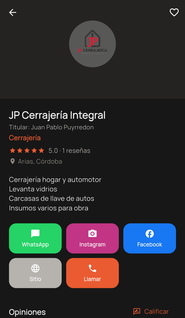 Perfil de un profesional en la app ReparaDito